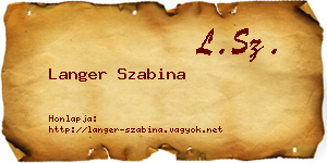 Langer Szabina névjegykártya